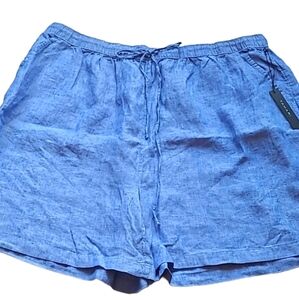 3X Linen 100% Tahari NWT Blue 6” Shorts
